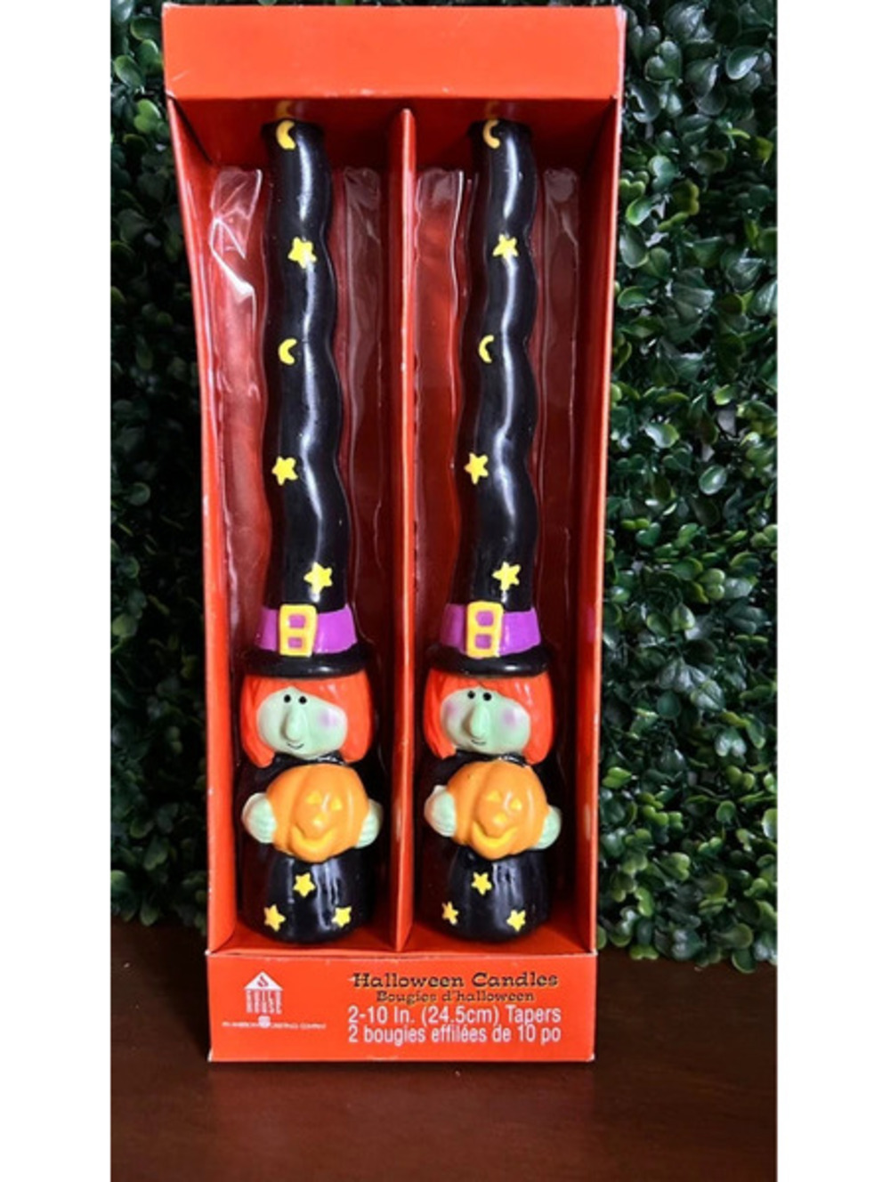 Vintage Guild House Halloween Taper Candles Witch Pumpkin 10" Pair NOS